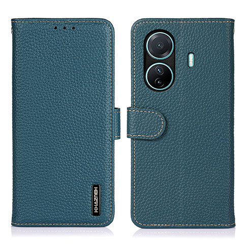 Coque Portefeuille Livre Cuir Etui Clapet B01H pour Vivo T1 Pro 5G Vert