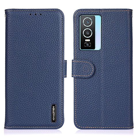 Coque Portefeuille Livre Cuir Etui Clapet B01H pour Vivo Y74s 5G Bleu