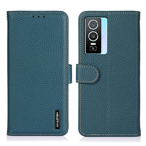 Coque Portefeuille Livre Cuir Etui Clapet B01H pour Vivo Y76s 5G Vert