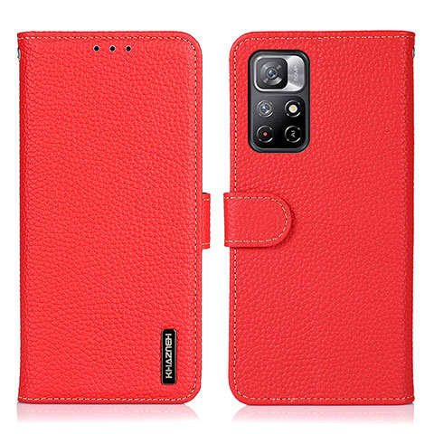 Coque Portefeuille Livre Cuir Etui Clapet B01H pour Xiaomi Poco M4 Pro 5G Rouge