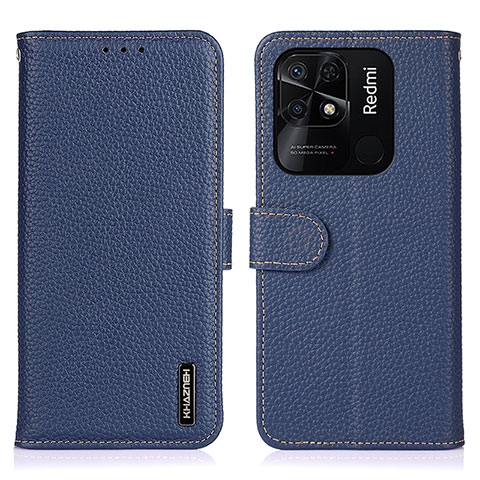 Coque Portefeuille Livre Cuir Etui Clapet B01H pour Xiaomi Redmi 10 India Bleu