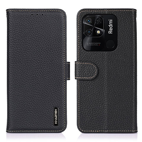 Coque Portefeuille Livre Cuir Etui Clapet B01H pour Xiaomi Redmi 10 India Noir