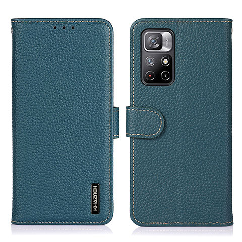 Coque Portefeuille Livre Cuir Etui Clapet B01H pour Xiaomi Redmi Note 11S 5G Vert