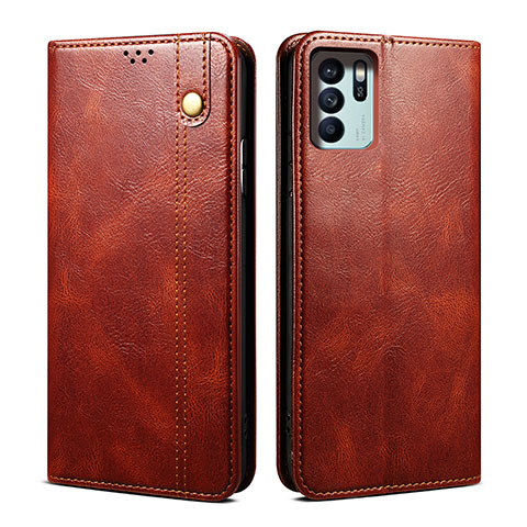 Coque Portefeuille Livre Cuir Etui Clapet B01S pour Oppo Reno6 Z 5G Marron