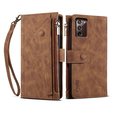 Coque Portefeuille Livre Cuir Etui Clapet B01S pour Samsung Galaxy Note 20 5G Marron