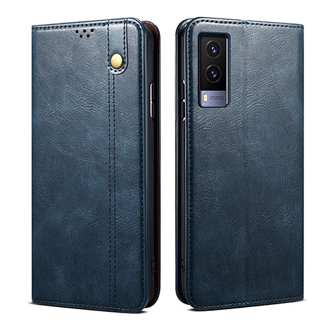 Coque Portefeuille Livre Cuir Etui Clapet B01S pour Vivo V21e 5G Bleu