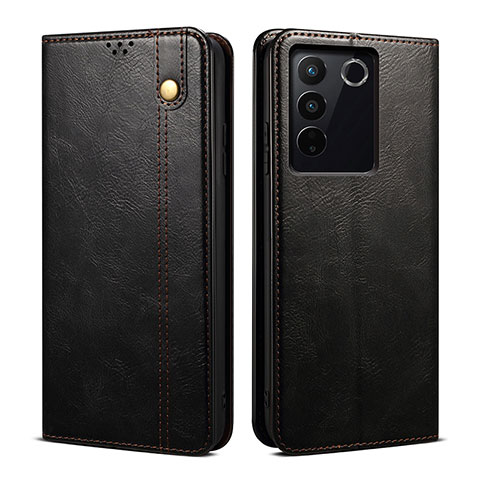 Coque Portefeuille Livre Cuir Etui Clapet B01S pour Vivo V27 Pro 5G Noir