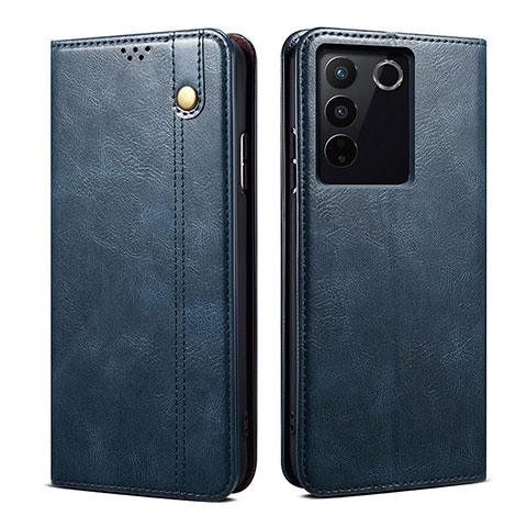 Coque Portefeuille Livre Cuir Etui Clapet B01S pour Vivo V27e 5G Bleu