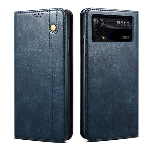 Coque Portefeuille Livre Cuir Etui Clapet B01S pour Xiaomi Poco X4 Pro 5G Bleu