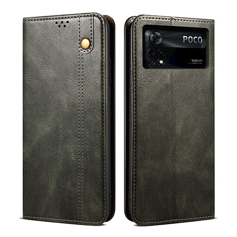 Coque Portefeuille Livre Cuir Etui Clapet B01S pour Xiaomi Poco X4 Pro 5G Vert