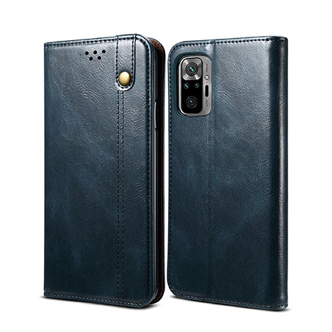 Coque Portefeuille Livre Cuir Etui Clapet B01S pour Xiaomi Redmi Note 10 Pro 4G Bleu