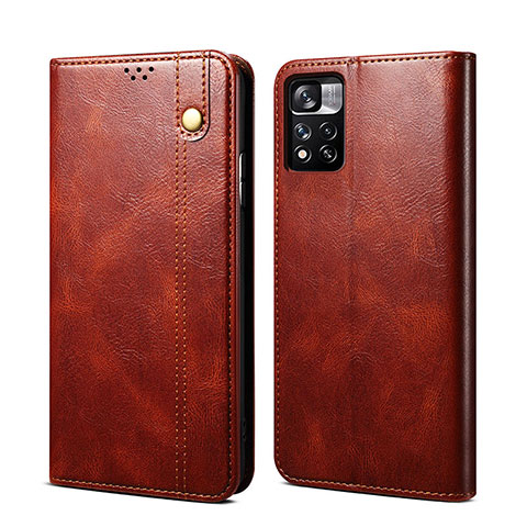 Coque Portefeuille Livre Cuir Etui Clapet B01S pour Xiaomi Redmi Note 11 5G Marron