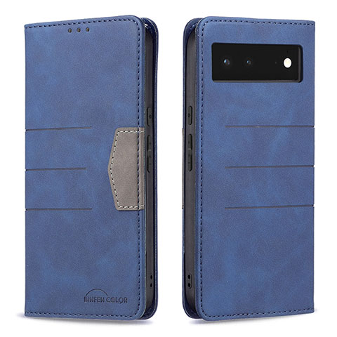 Coque Portefeuille Livre Cuir Etui Clapet B02F pour Google Pixel 6 5G Bleu