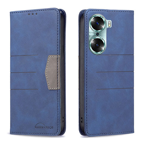 Coque Portefeuille Livre Cuir Etui Clapet B02F pour Huawei Honor 60 Pro 5G Bleu