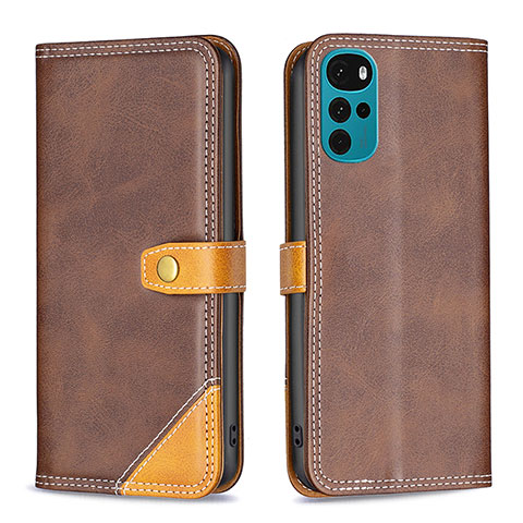 Coque Portefeuille Livre Cuir Etui Clapet B02F pour Motorola Moto G22 Marron