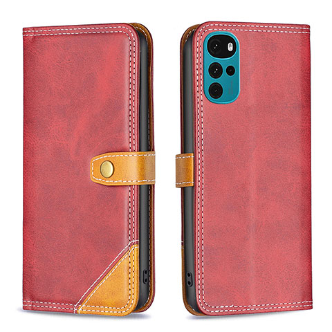 Coque Portefeuille Livre Cuir Etui Clapet B02F pour Motorola Moto G22 Rouge