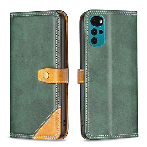 Coque Portefeuille Livre Cuir Etui Clapet B02F pour Motorola Moto G22 Vert