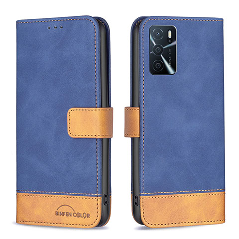 Coque Portefeuille Livre Cuir Etui Clapet B02F pour Oppo A54s Bleu