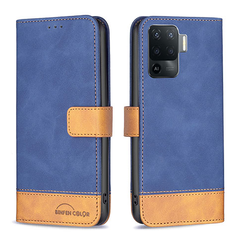 Coque Portefeuille Livre Cuir Etui Clapet B02F pour Oppo Reno5 Lite Bleu