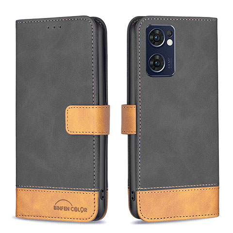 Coque Portefeuille Livre Cuir Etui Clapet B02F pour Oppo Reno7 5G Noir