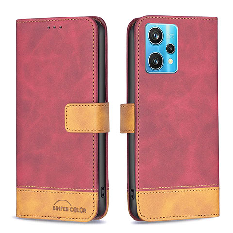 Coque Portefeuille Livre Cuir Etui Clapet B02F pour Realme 9 Pro+ Plus 5G Rouge