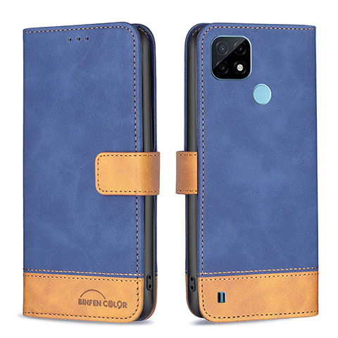 Coque Portefeuille Livre Cuir Etui Clapet B02F pour Realme C21 Bleu