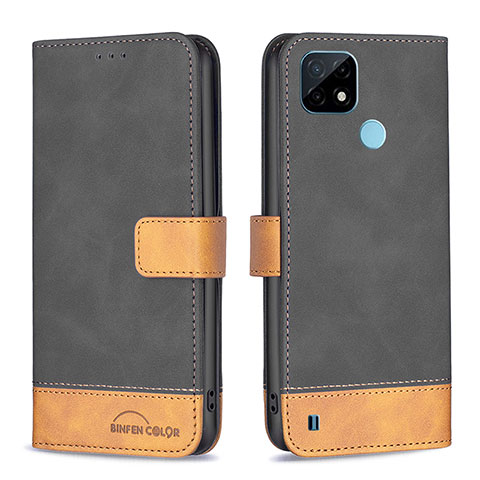 Coque Portefeuille Livre Cuir Etui Clapet B02F pour Realme C21 Noir