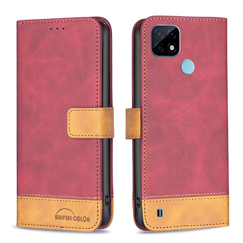 Coque Portefeuille Livre Cuir Etui Clapet B02F pour Realme C21 Rouge