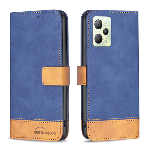 Coque Portefeuille Livre Cuir Etui Clapet B02F pour Realme Narzo 50A Prime Bleu