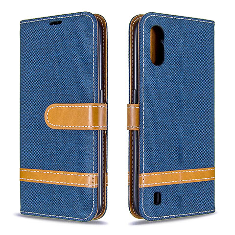 Coque Portefeuille Livre Cuir Etui Clapet B02F pour Samsung Galaxy A01 SM-A015 Bleu Royal