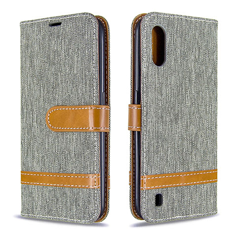 Coque Portefeuille Livre Cuir Etui Clapet B02F pour Samsung Galaxy A01 SM-A015 Gris