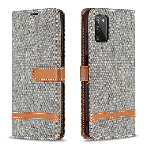 Coque Portefeuille Livre Cuir Etui Clapet B02F pour Samsung Galaxy A02s Gris