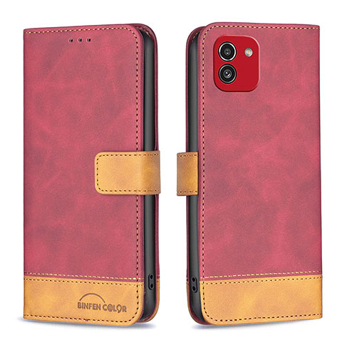 Coque Portefeuille Livre Cuir Etui Clapet B02F pour Samsung Galaxy A03 Rouge