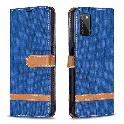 Coque Portefeuille Livre Cuir Etui Clapet B02F pour Samsung Galaxy A03s Bleu