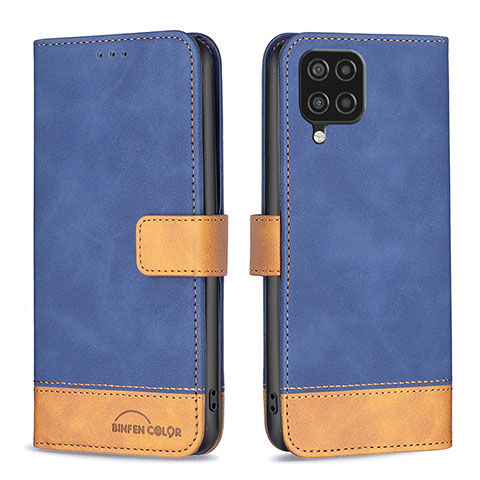 Coque Portefeuille Livre Cuir Etui Clapet B02F pour Samsung Galaxy A12 Bleu