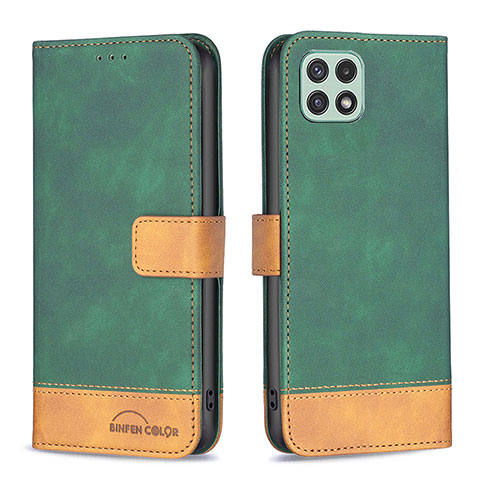 Coque Portefeuille Livre Cuir Etui Clapet B02F pour Samsung Galaxy A22s 5G Vert