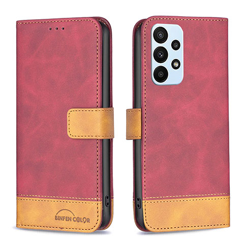 Coque Portefeuille Livre Cuir Etui Clapet B02F pour Samsung Galaxy A23 4G Rouge