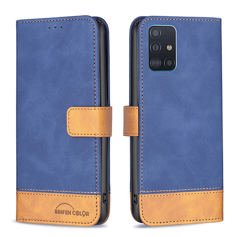 Coque Portefeuille Livre Cuir Etui Clapet B02F pour Samsung Galaxy A51 5G Bleu