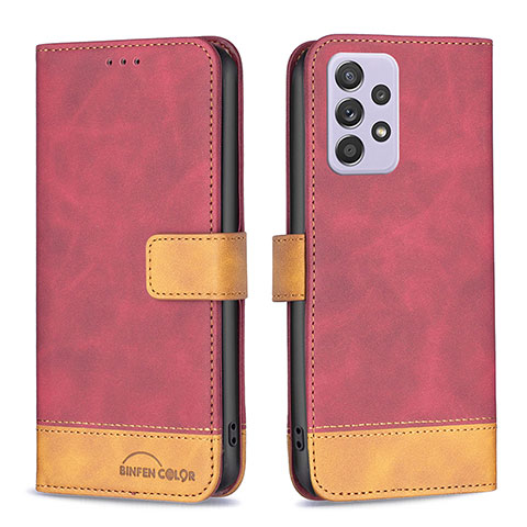 Coque Portefeuille Livre Cuir Etui Clapet B02F pour Samsung Galaxy A52s 5G Rouge