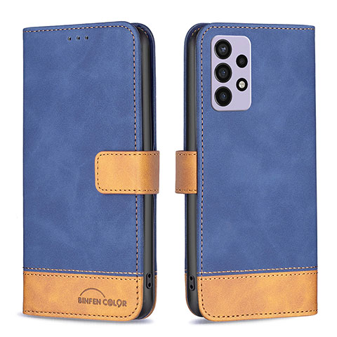 Coque Portefeuille Livre Cuir Etui Clapet B02F pour Samsung Galaxy A72 4G Bleu