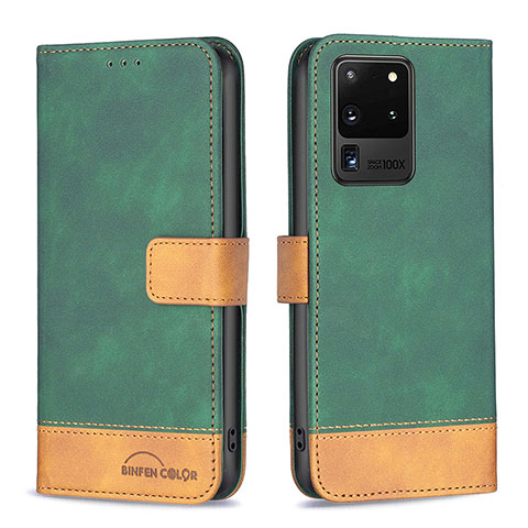 Coque Portefeuille Livre Cuir Etui Clapet B02F pour Samsung Galaxy S20 Ultra 5G Vert