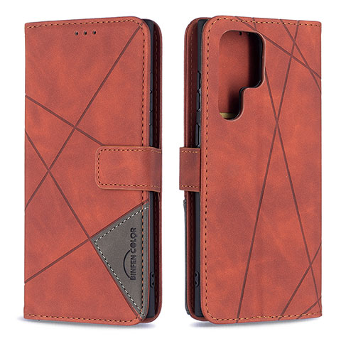 Coque Portefeuille Livre Cuir Etui Clapet B02F pour Samsung Galaxy S21 Ultra 5G Marron