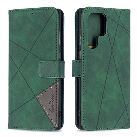 Coque Portefeuille Livre Cuir Etui Clapet B02F pour Samsung Galaxy S21 Ultra 5G Vert