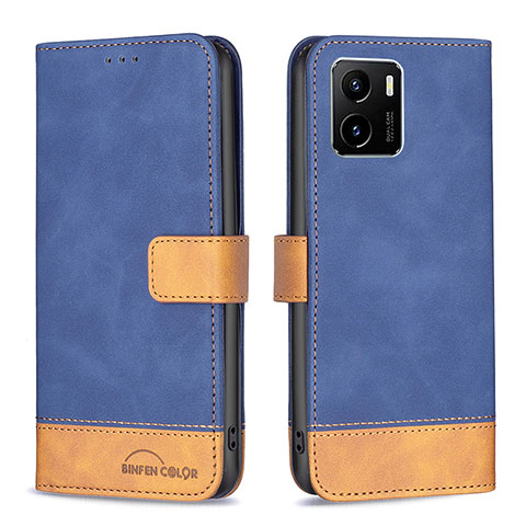 Coque Portefeuille Livre Cuir Etui Clapet B02F pour Vivo iQOO U5x Bleu