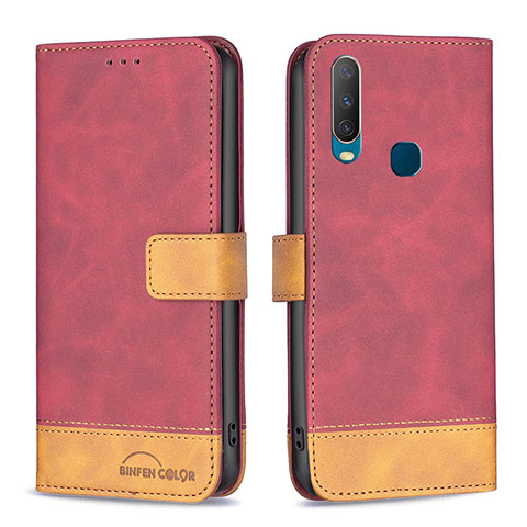 Coque Portefeuille Livre Cuir Etui Clapet B02F pour Vivo Y11 Rouge