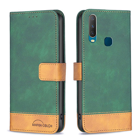 Coque Portefeuille Livre Cuir Etui Clapet B02F pour Vivo Y15 Vert