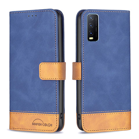 Coque Portefeuille Livre Cuir Etui Clapet B02F pour Vivo Y20a Bleu