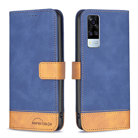 Coque Portefeuille Livre Cuir Etui Clapet B02F pour Vivo Y31 (2021) Bleu