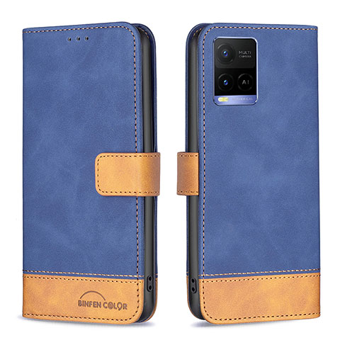 Coque Portefeuille Livre Cuir Etui Clapet B02F pour Vivo Y32 4G Bleu