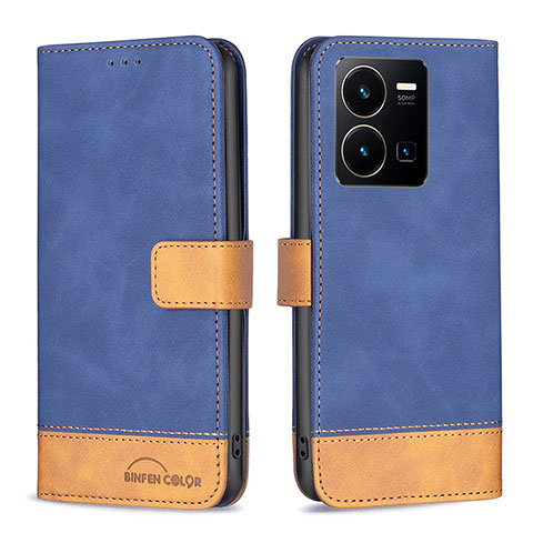 Coque Portefeuille Livre Cuir Etui Clapet B02F pour Vivo Y35 4G Bleu